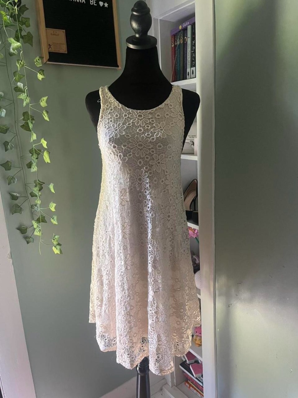 Ginger G Cream Floral Lace Swing Mini Dress
